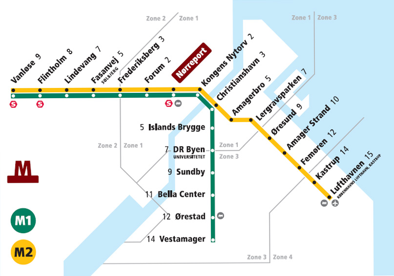Схема метро Копенгагена